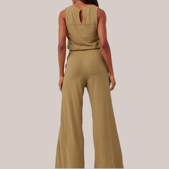 Pact The Portside Jumpsuit in Fennel NWT - Picture 2 of 4